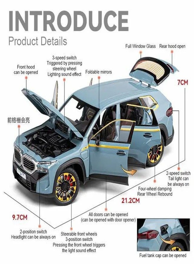 KENIRY Scale Exclusive Alloy Metal Pull Back Die-cast Car Model with Sound Light Mini Auto Toy for Kids Metal Model Toy Car with Sound and Light (1.24 Scale -B-M-W- XM -Black) - Image 4